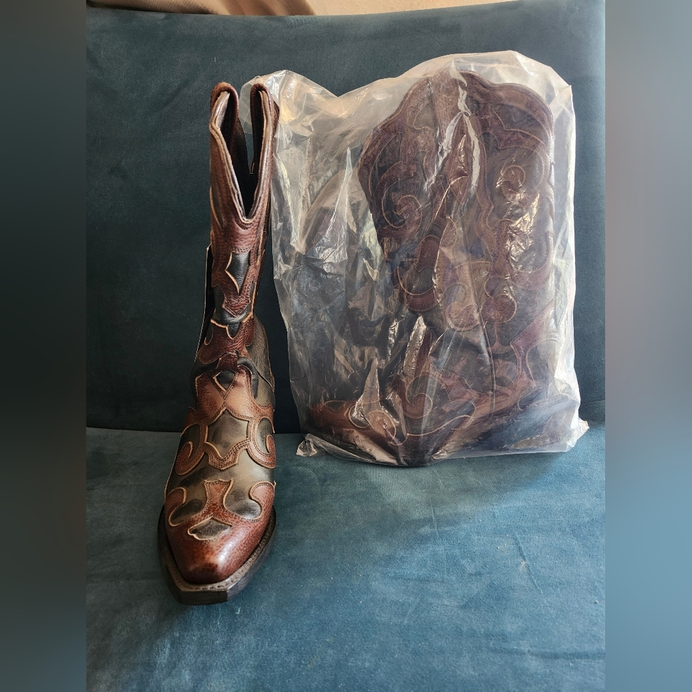 JB Dillon Brown Leather Women's Cowboy Boots New With Tags Size 6B JBA2165